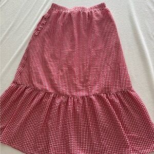 Vestique Red Plaid Women's Maxi Skirt